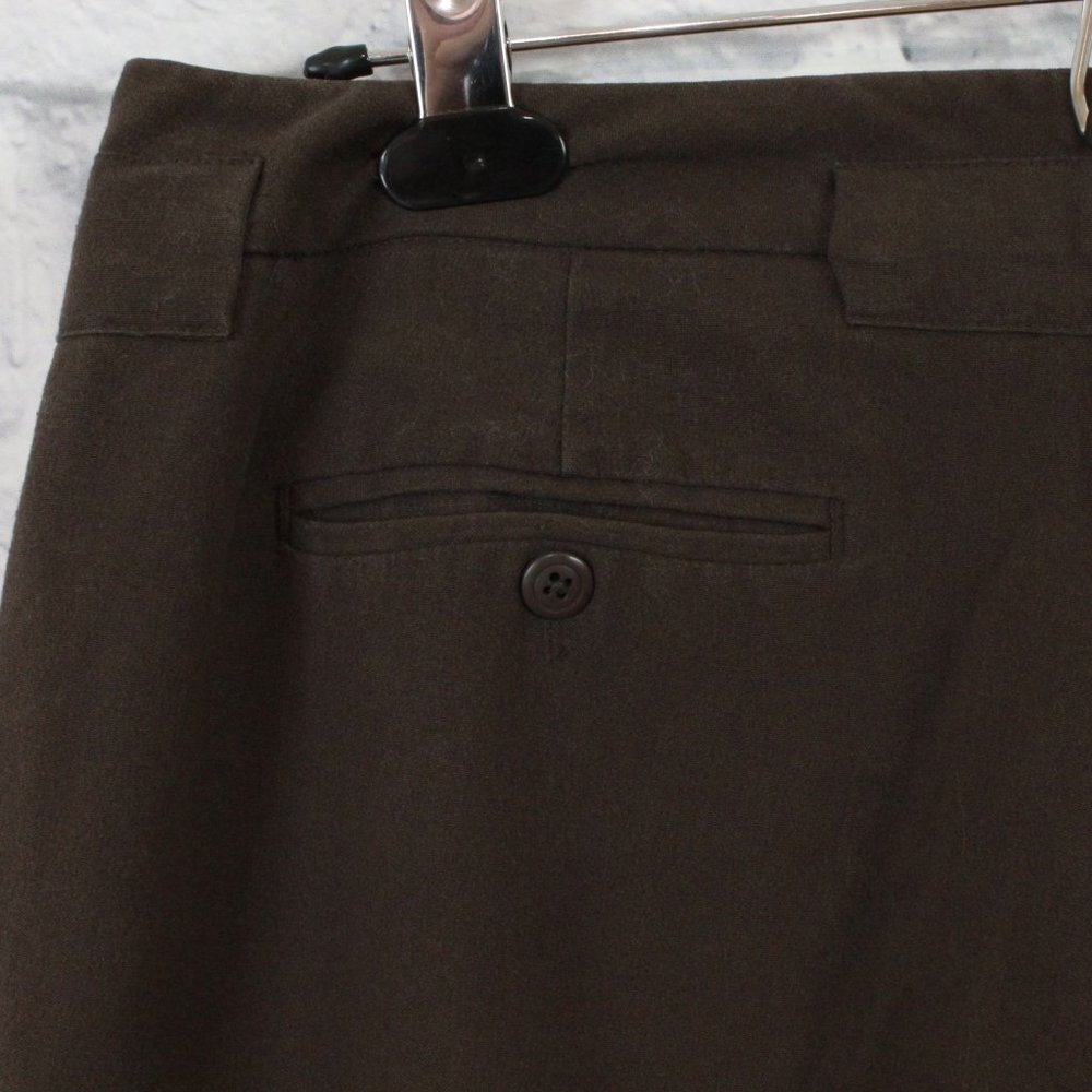 Larry Levine Brown Stretch Wide Cropped Leg Dress Pants Size 6P - Picture 5 of 10